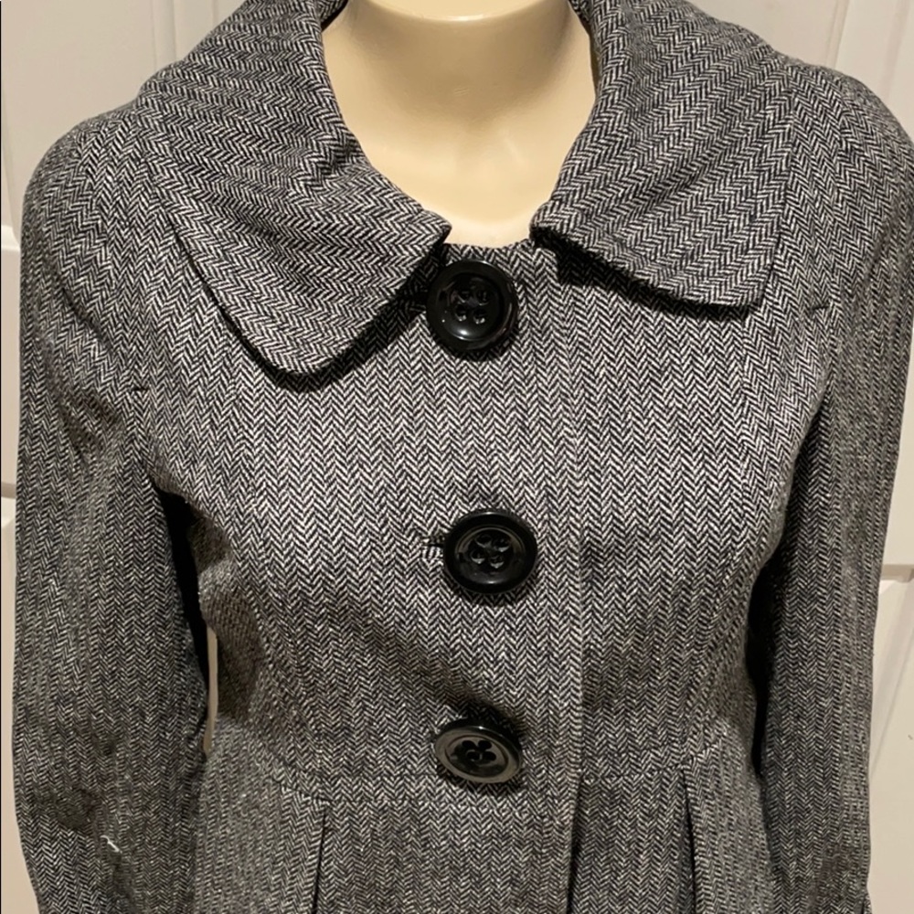 Context Grey Wool Blazer Jacket Collar Detail Vin… - image 2